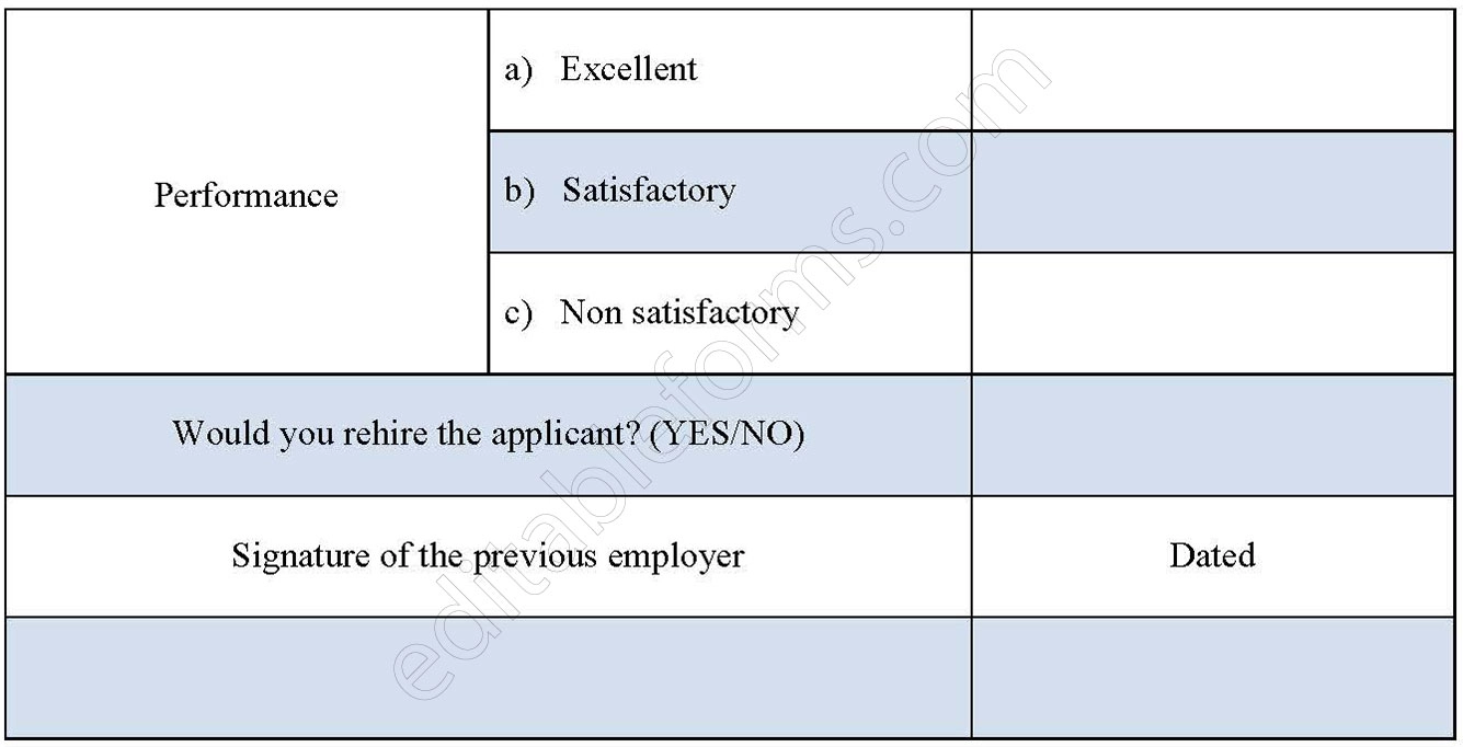 Previous Employment Verification Fillable PDF Template