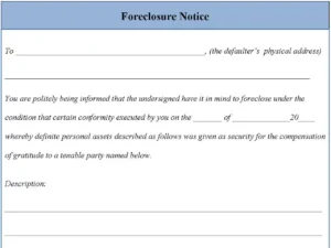 Foreclosure Notice Form