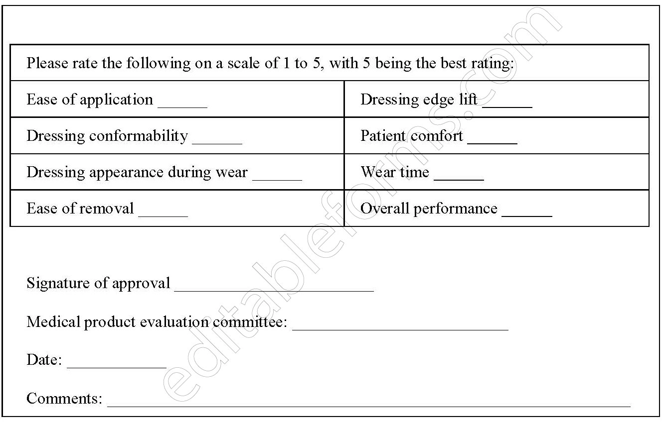 Medical Product Evaluation Fillable PDF Template