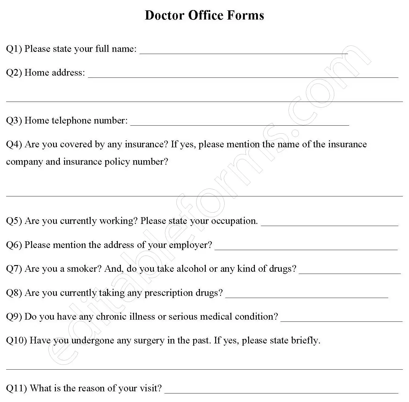 Doctor Office Fillable PDF Template
