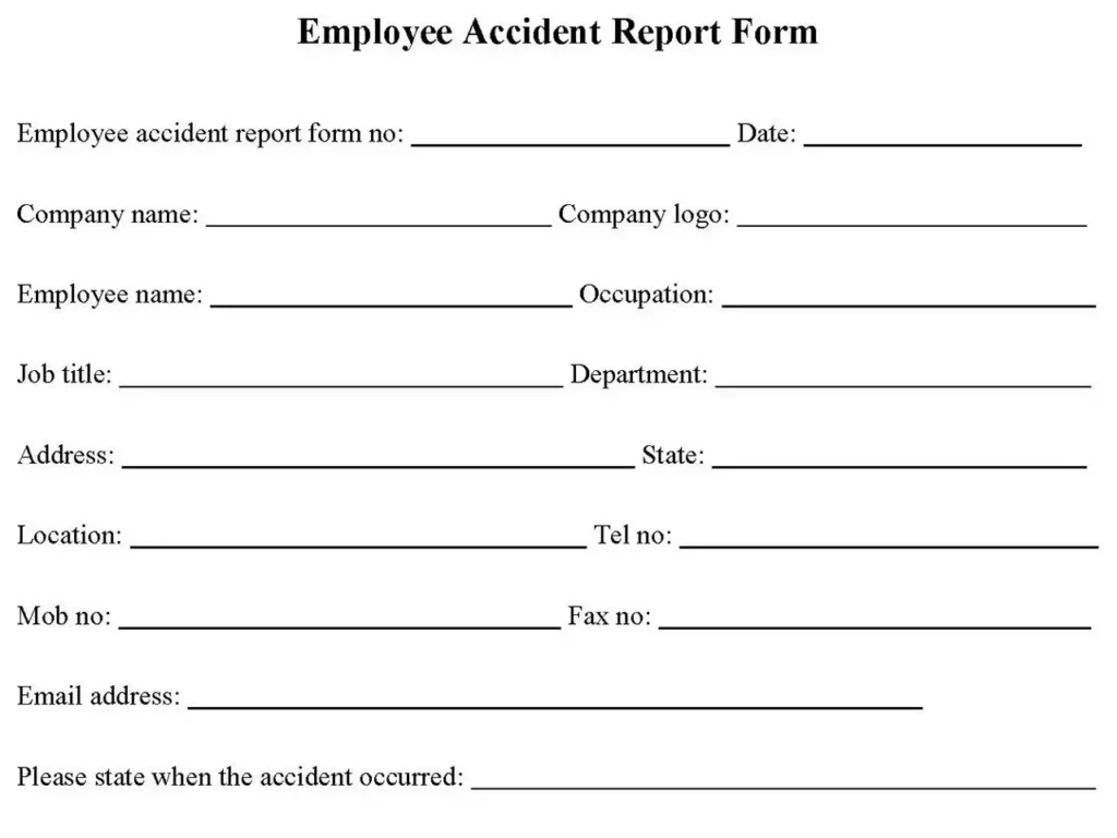 Employee Accident Report Form