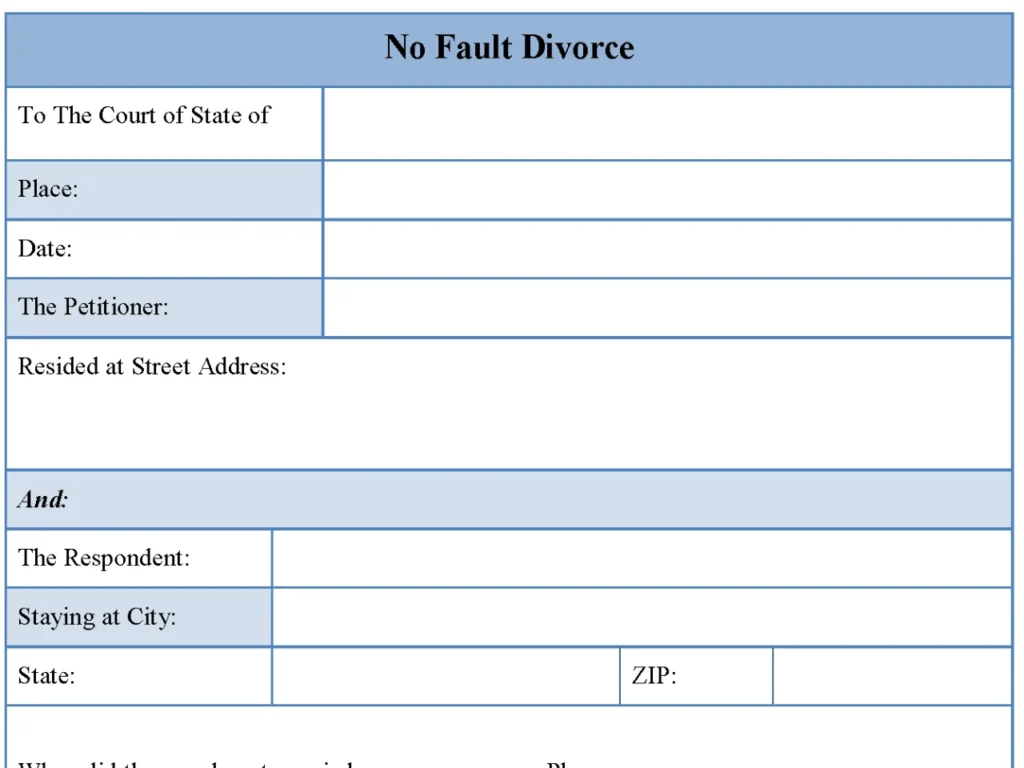 No Fault Divorce Form