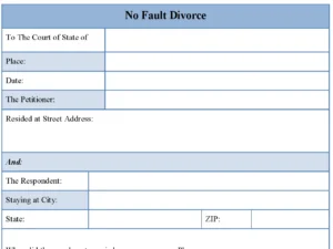 No Fault Divorce Form
