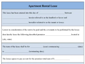 Apartment Rental Lease Form
