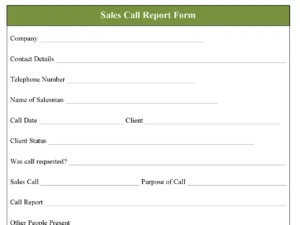 Sales Call Report Form
