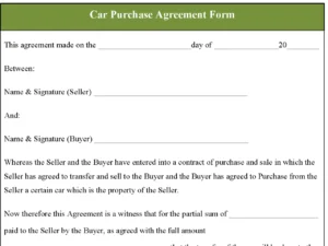 Car Purchase Agreement Form