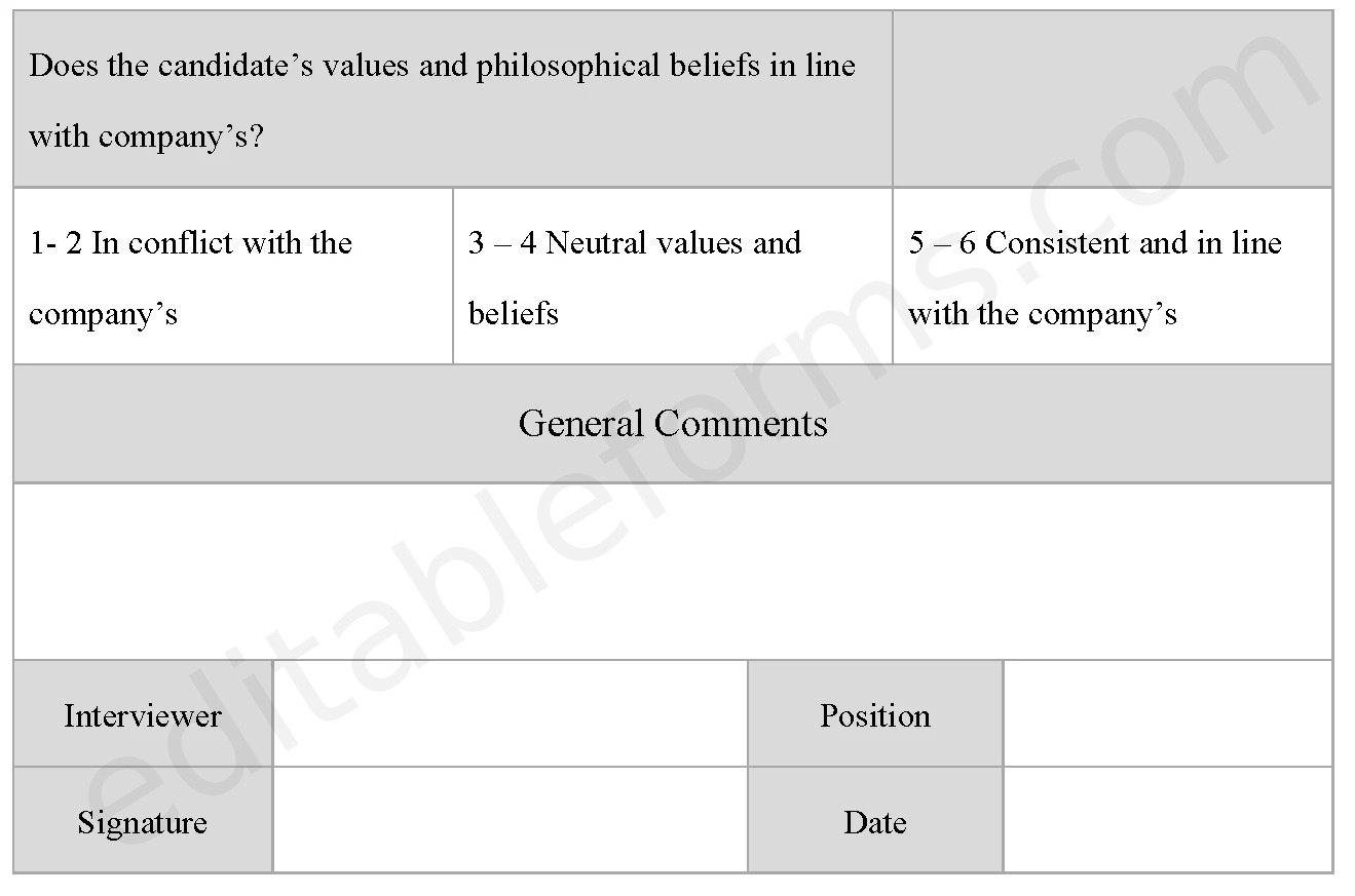 Sample Interview Fillable PDF Template