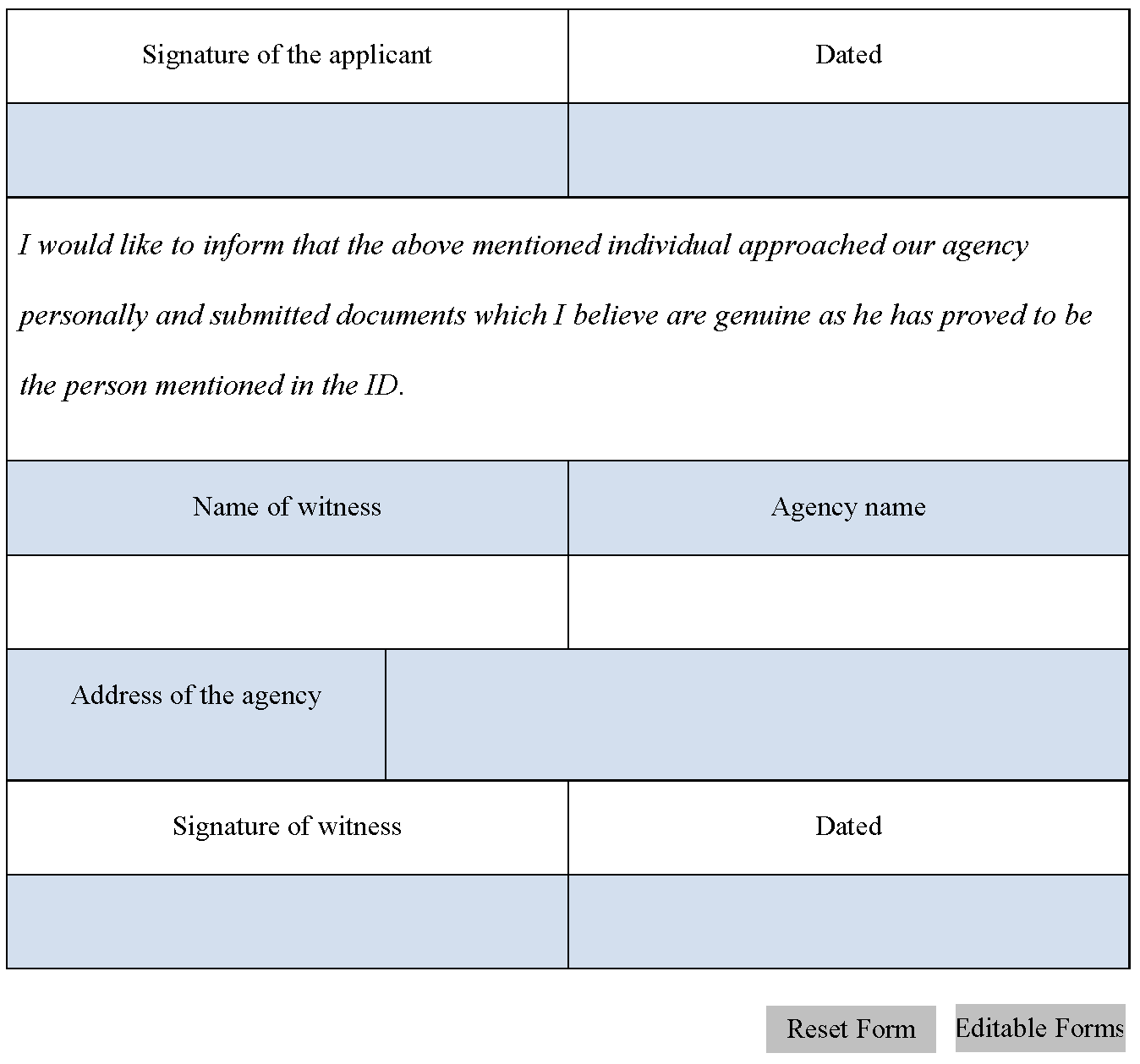 Identity Verification Form Editable PDF Forms