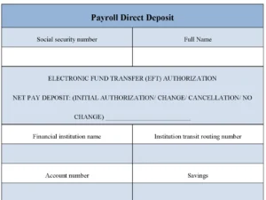 Payroll Direct Deposit Form