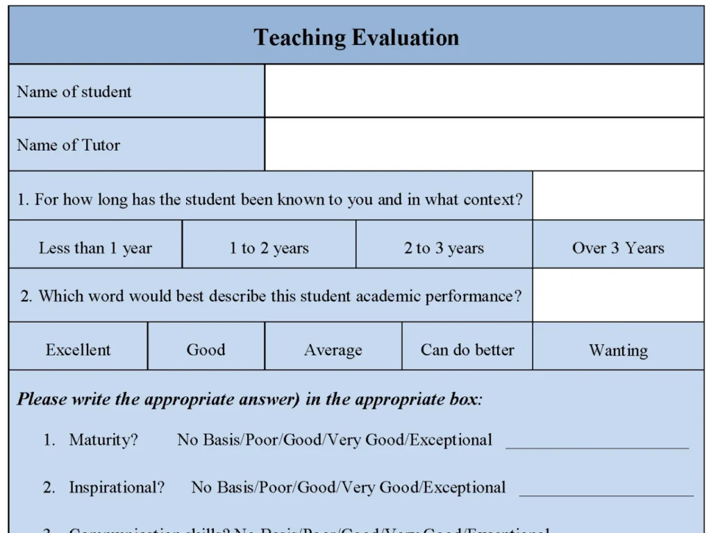 Teaching Evaluation Form