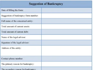Suggestion Of Bankruptcy Form