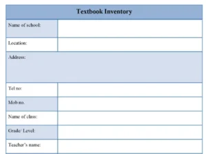 Textbook Inventory Form