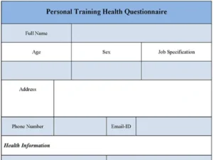 Personal Training Health Questionnaire Form