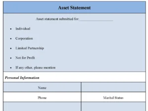 Asset Statement Form