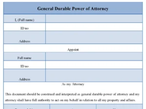 General Durable Power Of Attorney Form