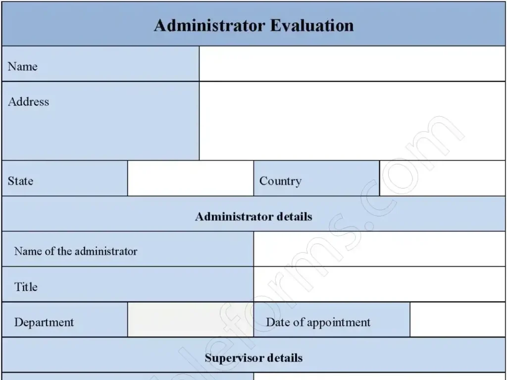 Administrator Evaluation Fillable PDF Form