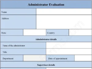 Administrator Evaluation Fillable PDF Form