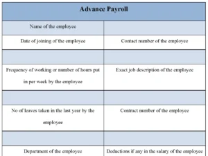 Advance Payroll Form