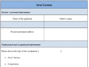 Arm License Form