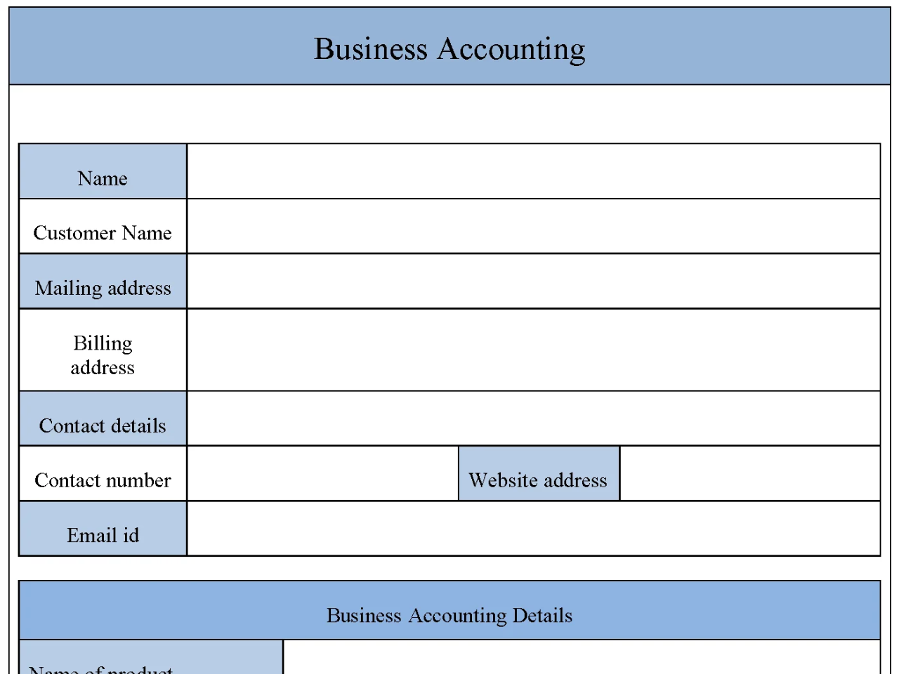 Business Accounting Form | Editable PDF Forms