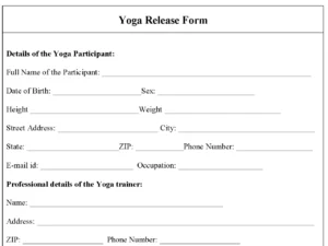 Yoga Release Form