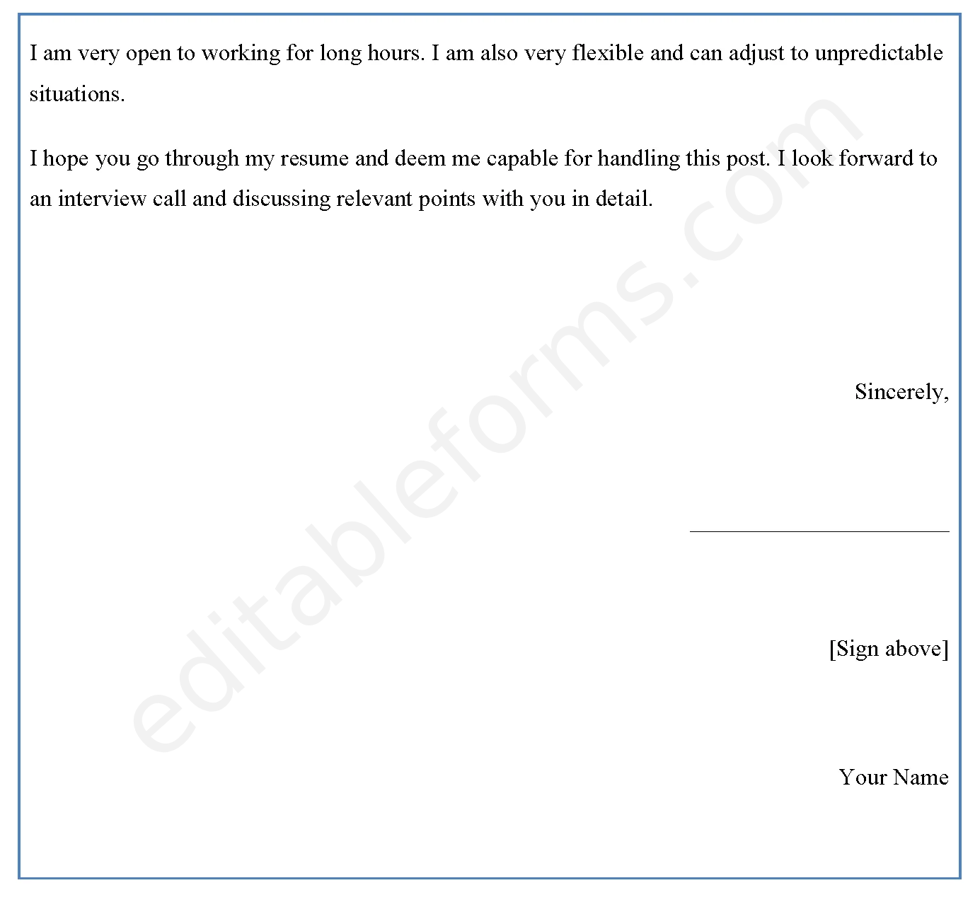 Director Cover Letter Fillable PDF Template