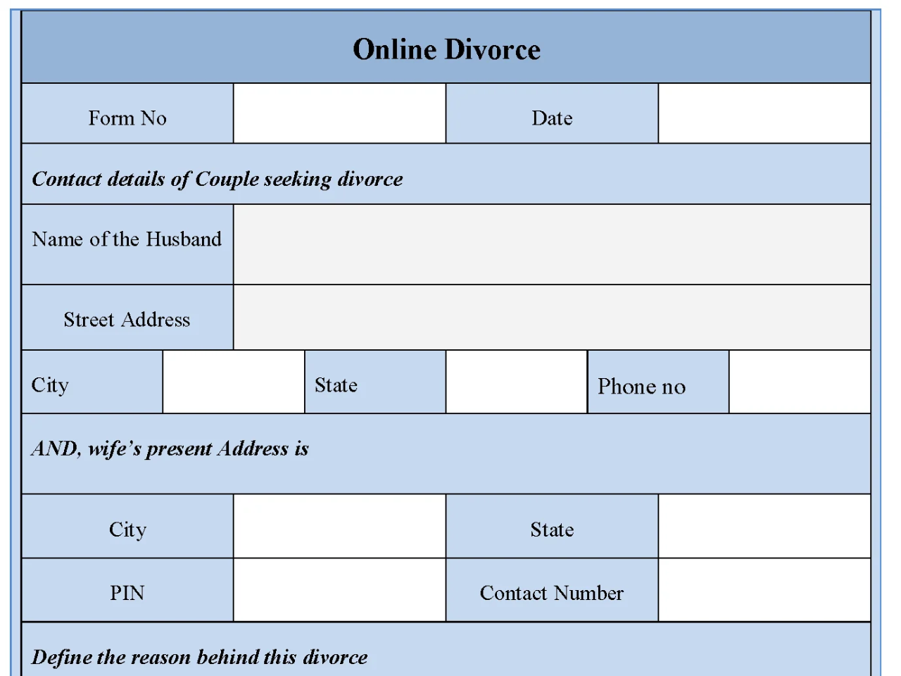 Online Divorce Form
