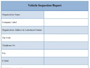 Vehicle Inspection Report Fillable PDF Template