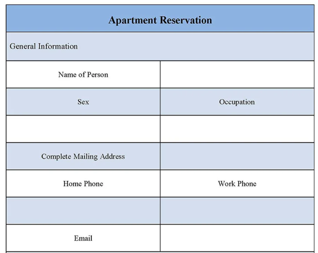 Apartment Reservation Form