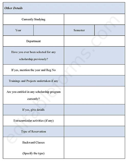 College Reservation Fillable PDF Template