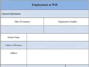 Employment At Will Form