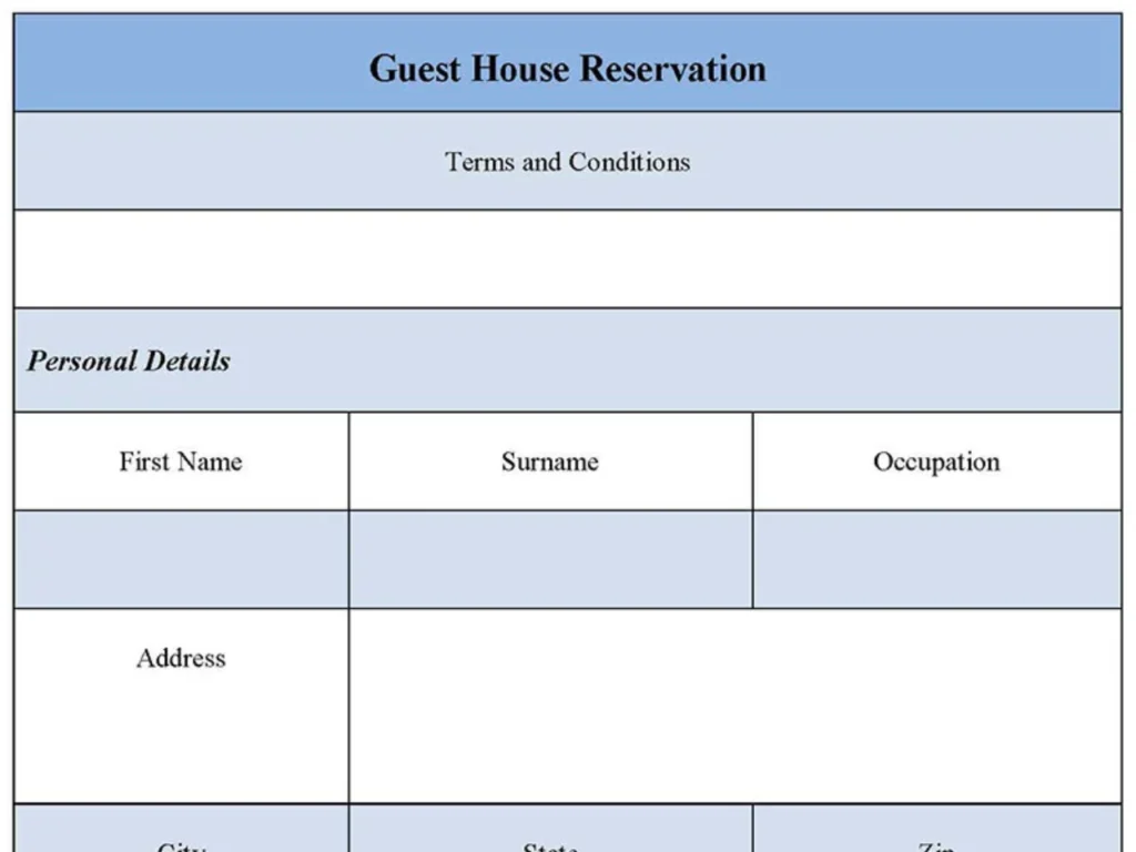 Guest House Reservation Form