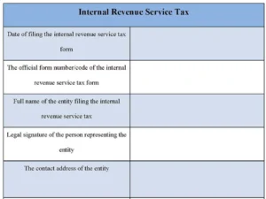 Internal Revenue Service Tax Form