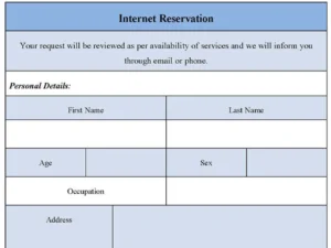Internet Reservation Form