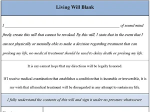 Living Will Blank Form
