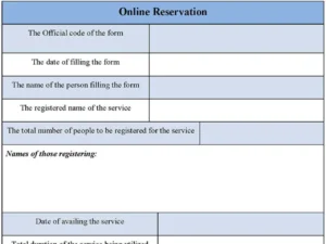 Online Reservation Form