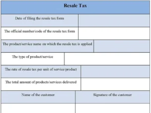 Resale Tax Form