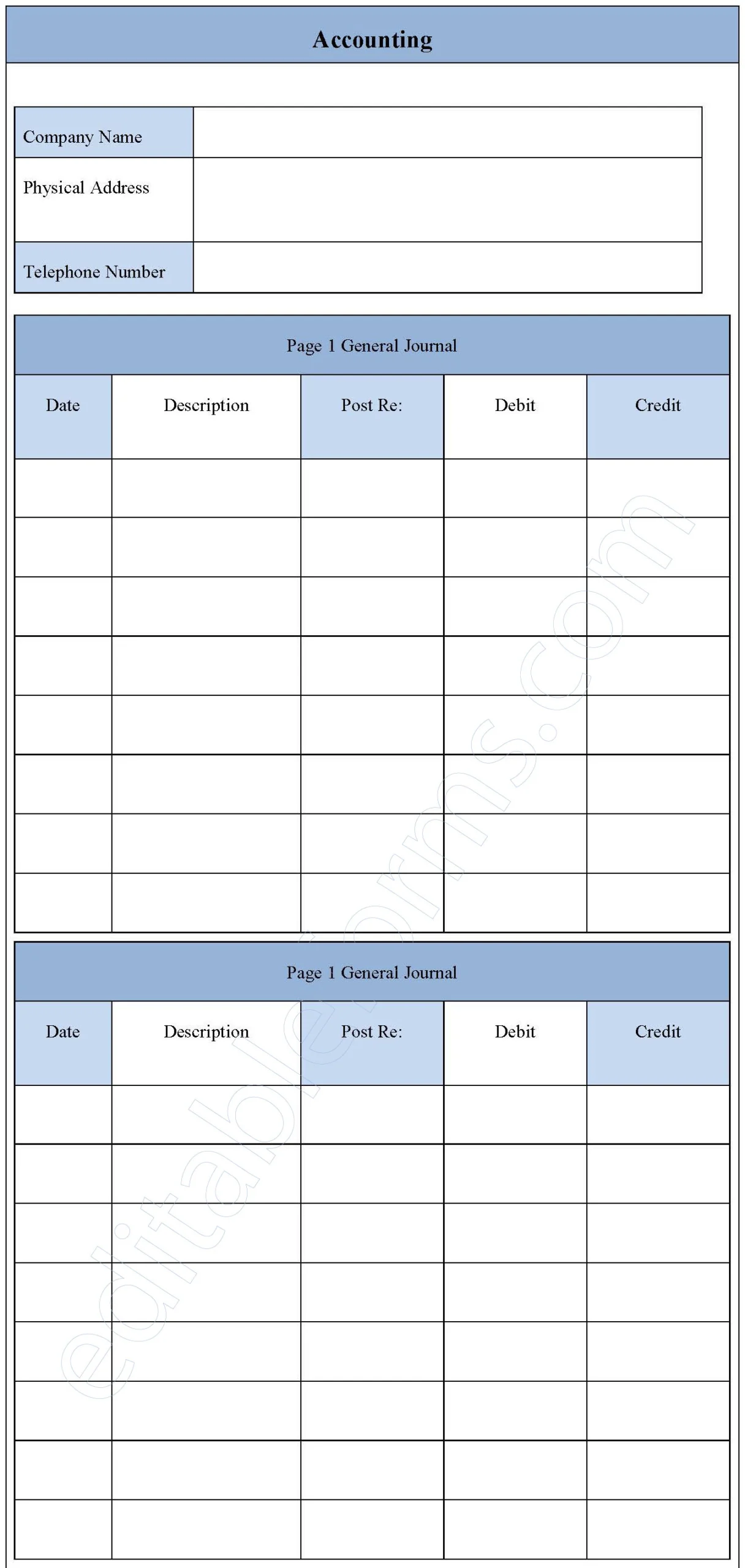 Blank Accounting Fillable PDF Template