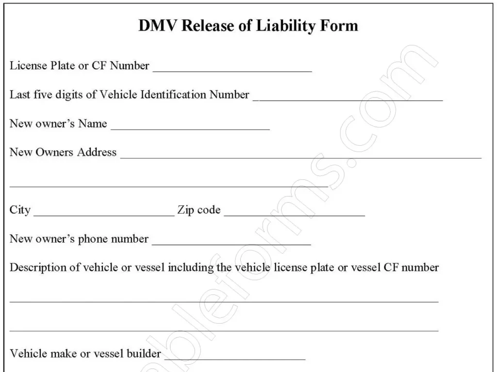 DMV Release of Liability Form