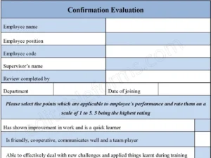 Confirmation Evaluation Fillable PDF Form