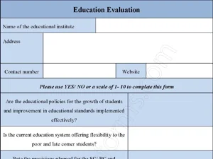 Education Evaluation Fillable PDF Form