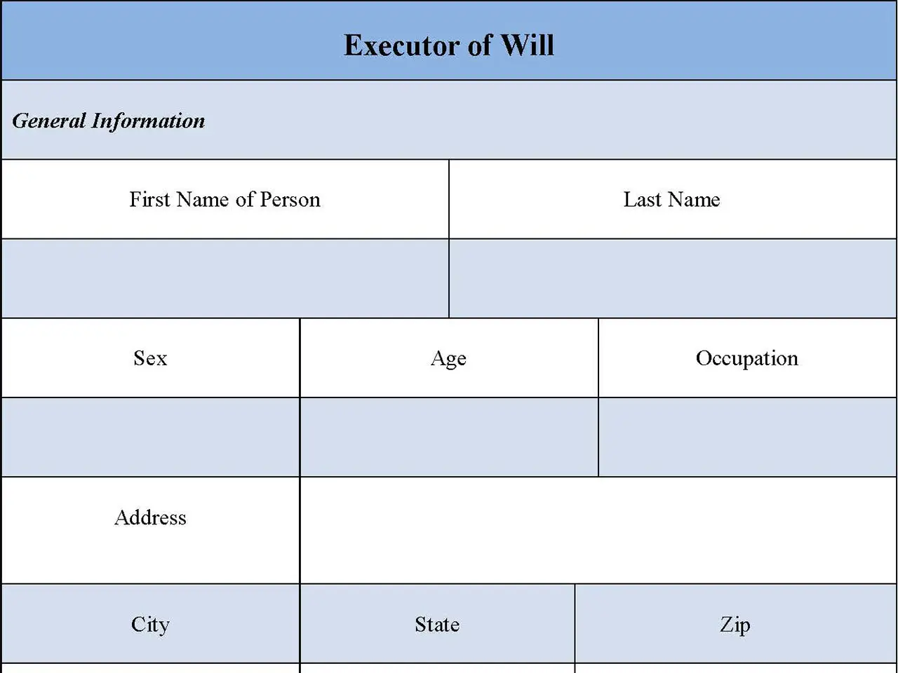 Executor of Will Form PDF