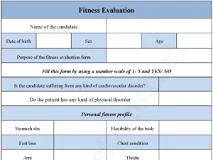 Fitness Evaluation Fillable PDF Form