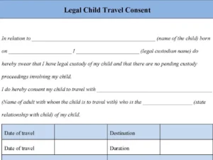 Legal Child Travel Consent Form
