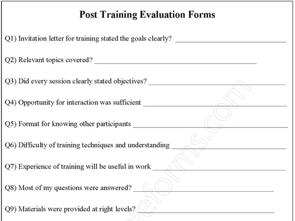 Post Training Evaluation Forms