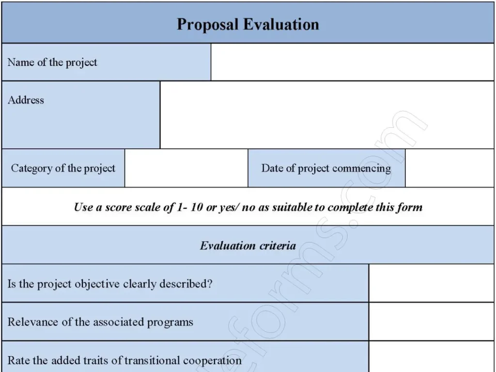 Proposal Evaluation Fillable PDF Form