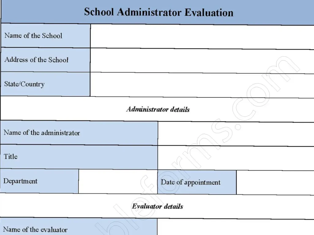 School Administrator Evaluation Form