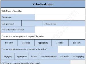 Video Evaluation Fillable PDF Form