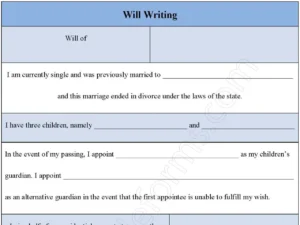 Will Writing Fillable PDF Form