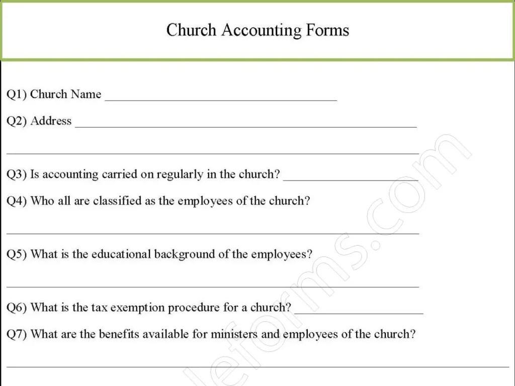 Church Accounting Fillable PDF Form